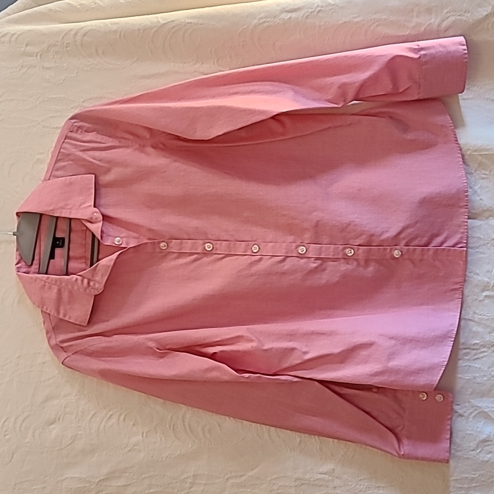 Womens Lands End Size 4 No-Iron Supima Cotton Dress Shirt Salmon Color